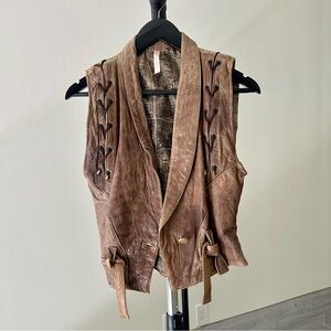 Faux Leather Western Vest Small